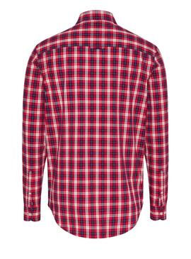 Camisa Tommy Jeans Poplin Check rojo para hombre