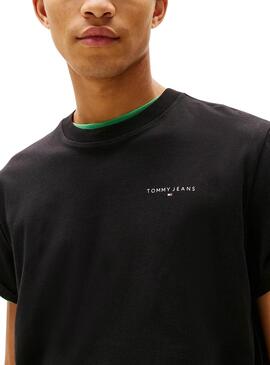 Camiseta Tommy Jeans Linear Chest negro para hombre