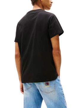 Camiseta Tommy Jeans Linear Chest negro para hombre