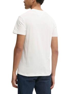 Camiseta Tommy Jeans Linear Chest beige para hombre