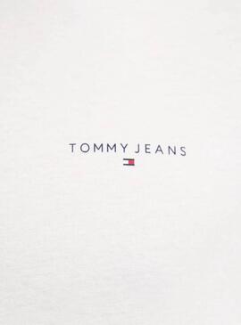 Camiseta Tommy Jeans Linear Chest beige para hombre