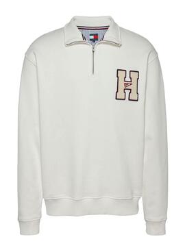 Sudadera Tommy Jeans Patch Logo beige para hombre