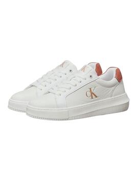 Zapatillas Calvin Klein Jeans Chunky Cupsole blanco y rosa para mujer