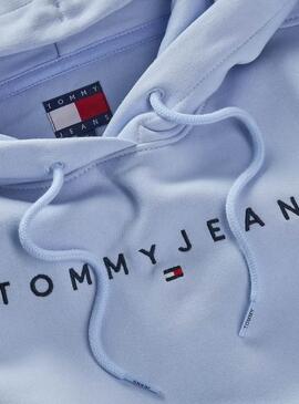 Sudadera Tommy Jeans Linear Hoodie azul para mujer