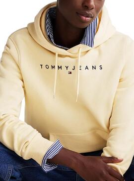 Sudadera Tommy Jeans Linear Hoodie amarillo para mujer