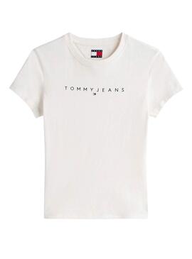 Camiseta Tommy Jeans Slim Linear beige para mujer