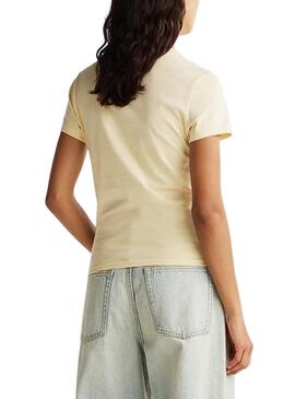 Camiseta Tommy Jeans Slim Linear beige para mujer