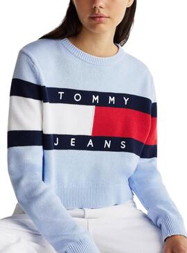 Jersey Tommy Jeans Center Flag azul para mujer