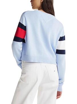 Jersey Tommy Jeans Center Flag azul para mujer