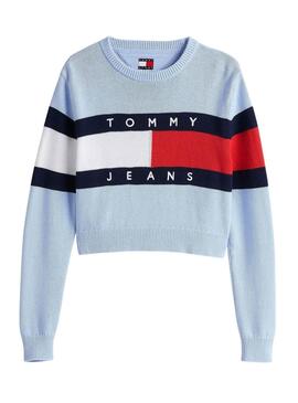 Jersey Tommy Jeans Center Flag azul para mujer