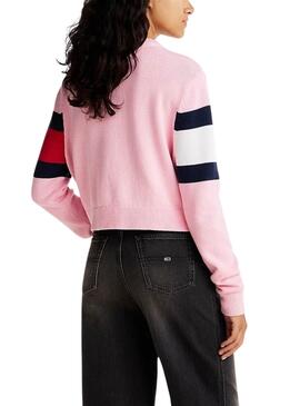 Jersey Tommy Jeans Center Flag rosa para mujer