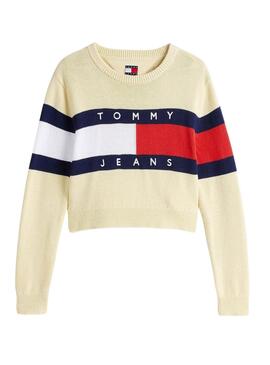 Jersey Tommy Jeans Center Flag amarillo para mujer