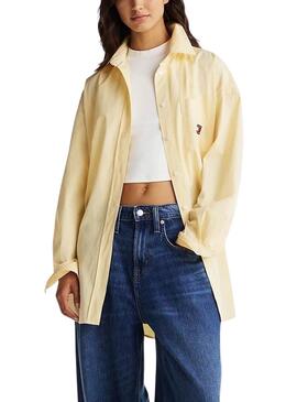 Camisa Tommy Jeans Badge amarillo para mujer