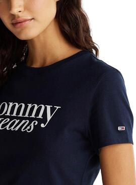 Camiseta Tommy Jeans Slim Essential marino para mujer