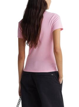 Camiseta Tommy Jeans Slim Essential rosa para mujer