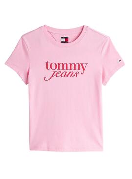 Camiseta Tommy Jeans Slim Essential rosa para mujer