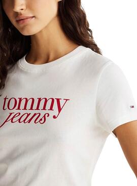 Camiseta Tommy Jeans Slim Essential blanco para mujer