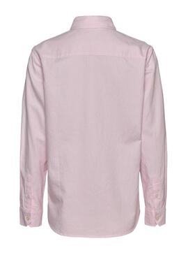 Camisa Tommy Jeans Oxford rayas rosa para mujer