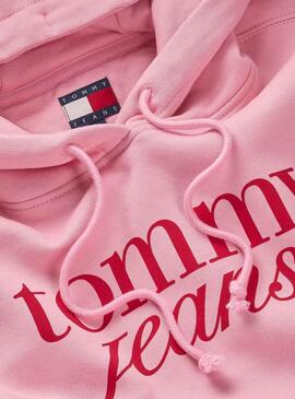 Sudadera Tommy Jeans Ess Logo rosa para mujer