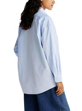 Camisa Tommy Jeans Badge azul para mujer