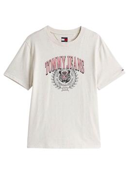 Camiseta Tommy Jeans Varsity Tiger beige para mujer