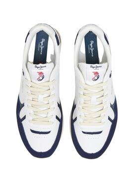 Zapatillas Pepe Jeans Brit Ivy blanco y azul para hombre