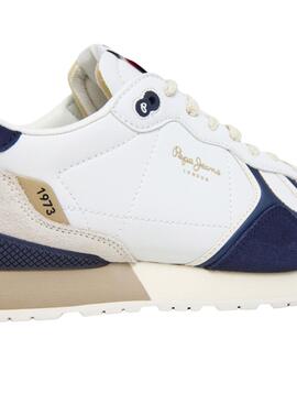 Zapatillas Pepe Jeans Brit Ivy blanco y azul para hombre