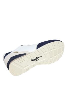 Zapatillas Pepe Jeans Brit Ivy blanco y azul para hombre