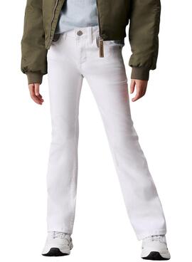 Pantalones Calvin Klein Mid Rise Flared blanco 