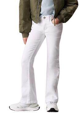 Pantalones Calvin Klein Mid Rise Flared blanco 