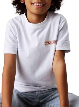 Camiseta Calvin Klein Jeans Label blanco para niño