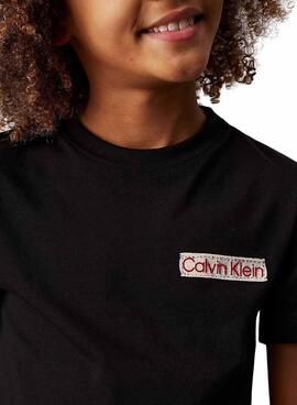 Camiseta Calvin Klein Jeans Label negro para niño