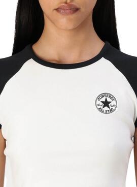 Camiseta Converse Colorblock negro y blanco para mujer