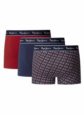 Boxers Pepe Jeans Flag azul marino y rojo para hombre