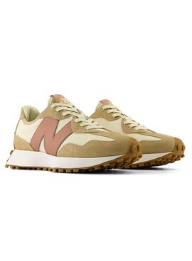 Zapatillas New Balance 327 beige y rosa para mujer