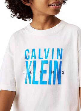 Camiseta Calvin Klein Jeans Bold blanco para niño