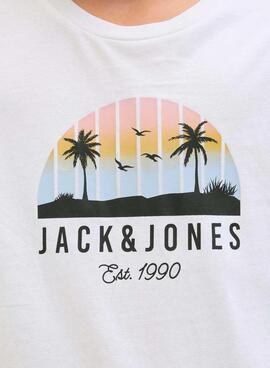 Camiseta Jack and Jones Palm blanco para niño