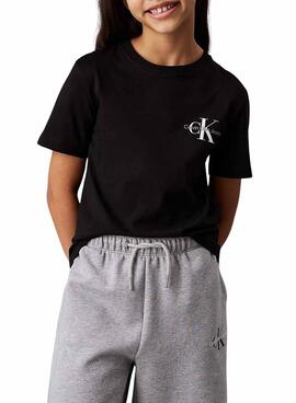 Camiseta Calvin Klein Jeans Monologo negro kids