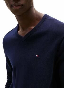 Jersey Tommy Hilfiger Essential marino para hombre