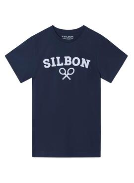 Camiseta Silbon Raqueta azul marino para hombre