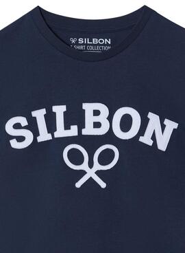 Camiseta Silbon Raqueta azul marino para hombre