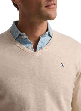 Jersey Silbon V neck beige para hombre