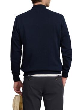 Jersey Silbon Zip azul marino para hombre