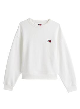 Sudadera Tommy Jeans Badge blanco para mujer