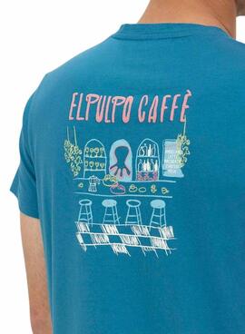 Camiseta El Pulpo Café azul para hombre