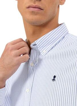 Camisa El Pulpo Oxford rayas blanco y azul para hombre