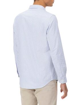 Camisa El Pulpo Oxford rayas blanco y azul para hombre