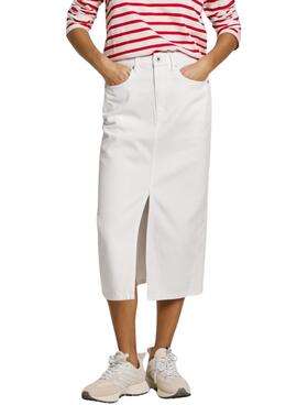 Falda Pepe Jeans Midi blanco para mujer