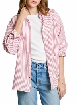 Camisa Pepe Jeans Clem rojo y blanco para mujer