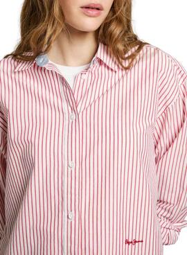 Camisa Pepe Jeans Clem rojo y blanco para mujer